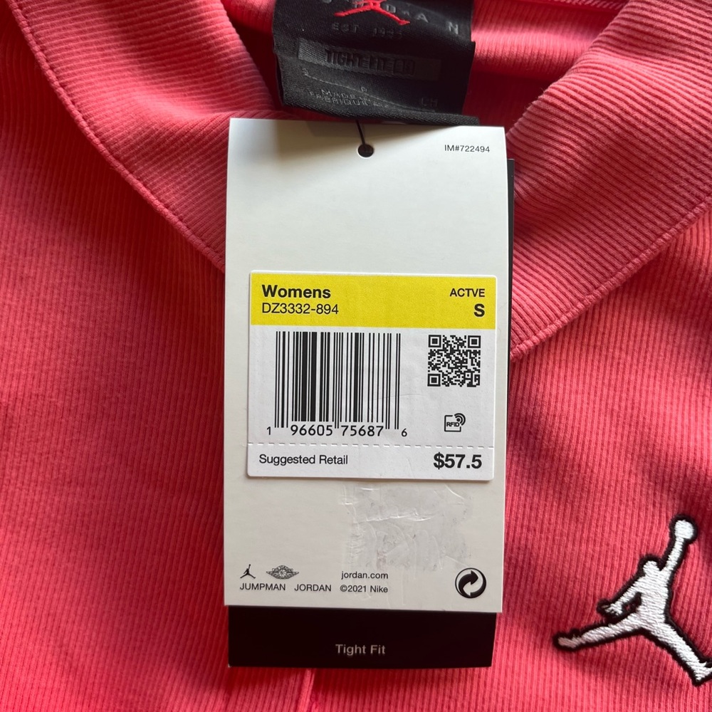 NWT Nike Jordan Ribbed Crop Polo Pink Tight Fit Small - Picture 5 of 5